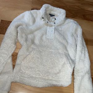 Eddie Bauer hoodie. SO soft. Fuzzy throughout the outside AND inside. So warm.